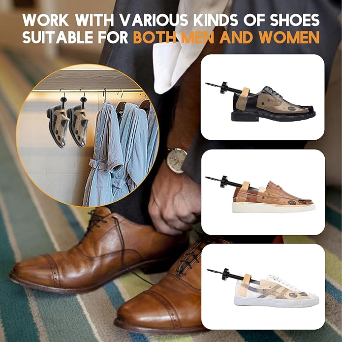 eachway Wooden Shoe Stretcher Men and Women for Wide Feet, Pair Premium of 4-way Shoe Tree Widener Stretch Length & Width