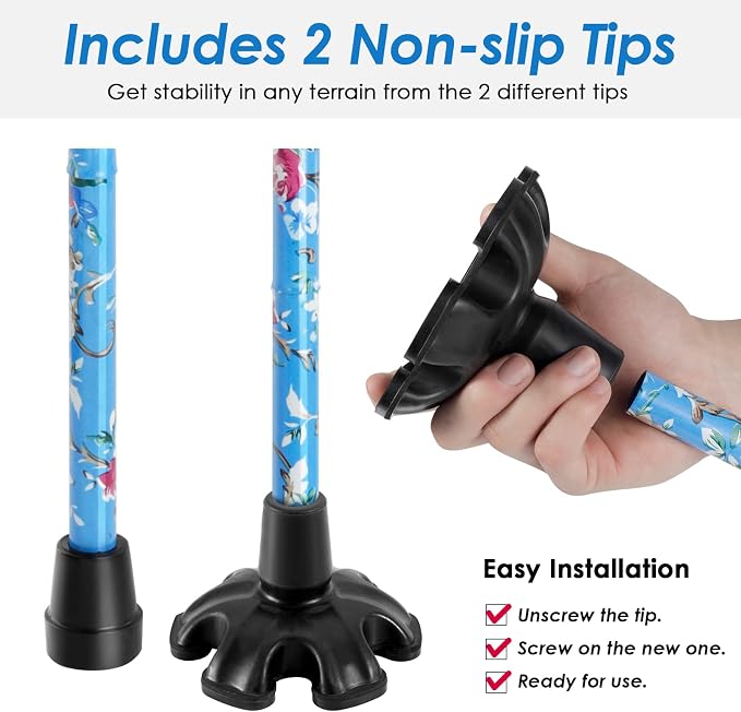 Walking Cane PANZHENG Cane for Man/Woman | Mobility & Daily Living Aids | 5-Level Height Adjustable Walking Stick | Comfortable Plastic T-Handle Portable Walking Stick Folding Cane