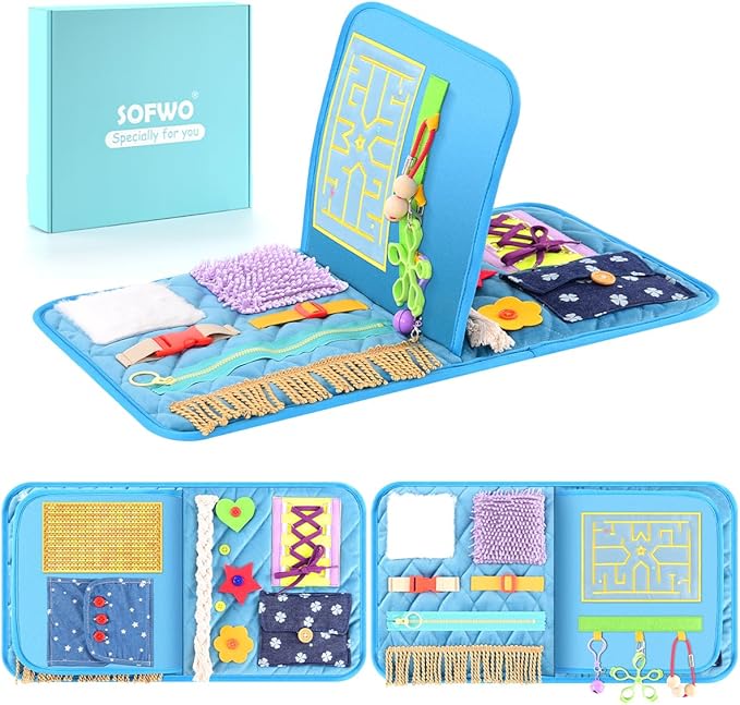 SOFWO Fidget Blanket for Adults with Dementia,Alzheimers Dementia Activities Products for Elderly and Seniors,Gift and Game for Alzheimer’s or Dementia Busy Blanket.(11.4 x 20.3 in)