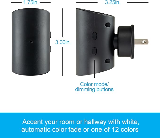 GE Directional Plug in Wall Sconce Night Light, Adjustable Swivel Accent Lighting with Dusk to Dawn Sensor, Dimmable Warm White & Optional Color Changing LEDs for Hallways & Bedrooms, 2-Pack, 83591