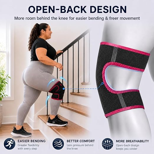 Fit Geno Knee Brace for Women Plus Size: Knee Support for Big Legs, Adjustable Compression with Side Stabilizers, Open Patella Brace for Arthritis, Meniscus Tear, ACL Pain Relief (XL–3XL)