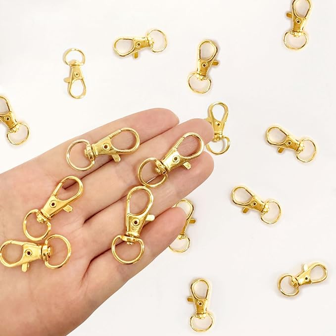 50PCS Metal Lobster Claw Clasp with Key Ring, 25PCS Keychains Clips Hooks and 25PCS Key Chain Rings, Key Chains Rings Accessories Making kit for Crafts, Gold