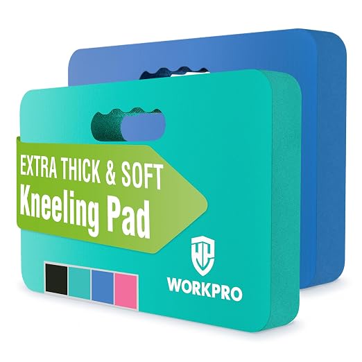WORKPRO Extra Thick Kneeling Pad, 2-Pack, 17.5 x 11 x 1.5 in | Robin Egg Blue & Blue, Soft NBR Foam Cushioning, Large Foam Kneeler Mat for Gardening, Exercise, Workout Supplies