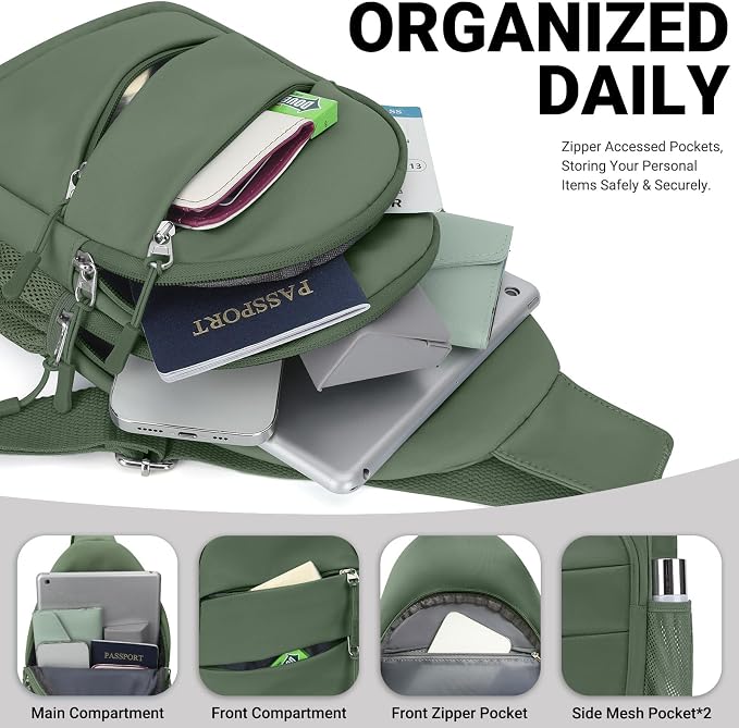 Tuwubi Crossbody Bags for Women, Sling Bag for Men | Small Hiking Backpack Shoulder Bag Lightweight for Outdoors Travel