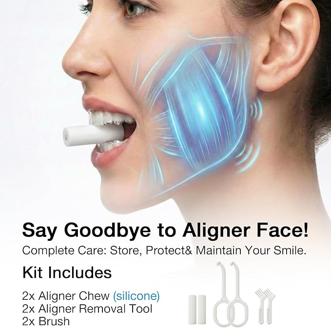 2 Pack Retainer Case, Slim Aligner Case with Vent Holes and Silicone Liner, Compatible with Invisalign, Includes Removal Tool, Brush, Chews, Black