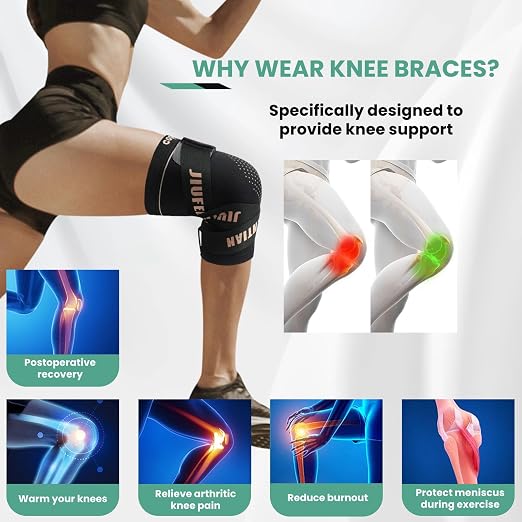 JIUFENTIAN Knee Support for Women and Men with Strap (2pack) Copper Knee Brace for Women Arthritis Pain-Knee Sleeves for Working Out,Running and Knee Pain Relief(Medium)