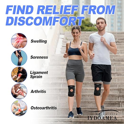 IYDoaMea 1pc Plus Size Knee Brace Men and Women with Side Stabilizers & Patella Gel Pads for Maximum Knee Pain Relief and Fast Recovery for Meniscus Tear, ACL, Arthritis (3XL(25-27"))