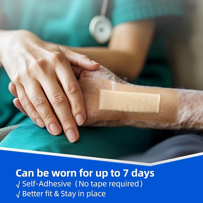 Niceful 10 Pcs Silicone Foam Dressing 2" x 5" - Ultra Soft Waterproof Silicone Bandages with Adhesive Border, Highly Absorbent Foam Dressing for Bed Sores, Leg Ulcers