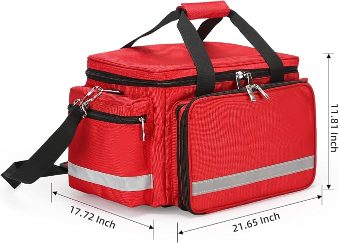 Medical Empty Bag First Aid Bag Emergency Responder Trauma Bag Empty, Professional First Aid Kits Storage Medical Bag with Inner Dividers and No-Scratch Bottom,Trauma Bag for Home Health Nurse Bag