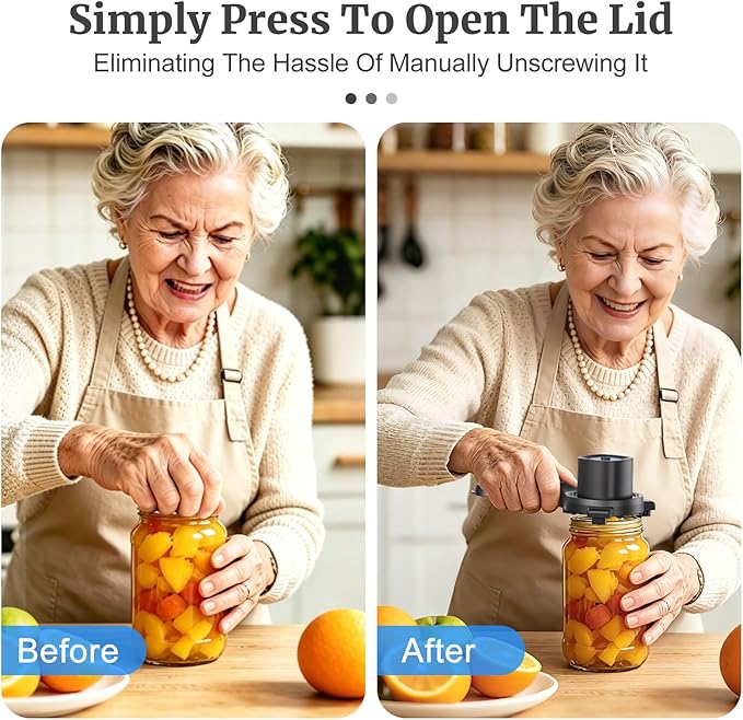 Electric Jar Opener for Seniors with Power Clamp Technology, 2-in-1 Patent Automatic Jar & Bottle Opener, 800mAh Rechargeable, Comes with Bonus Anti Slip Gripper Pad for Beer, Dressing and Jars
