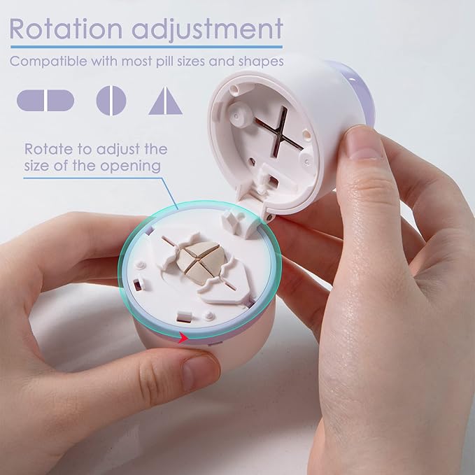Pill Cutter for Making 1/4 and 1/2 Pills, Pill Cutter for Small or Large Pills, Hidden Safety Blade. Portable Pill Cutter for Going Out or Traveling, Doubles as a Pill Box (Blue)