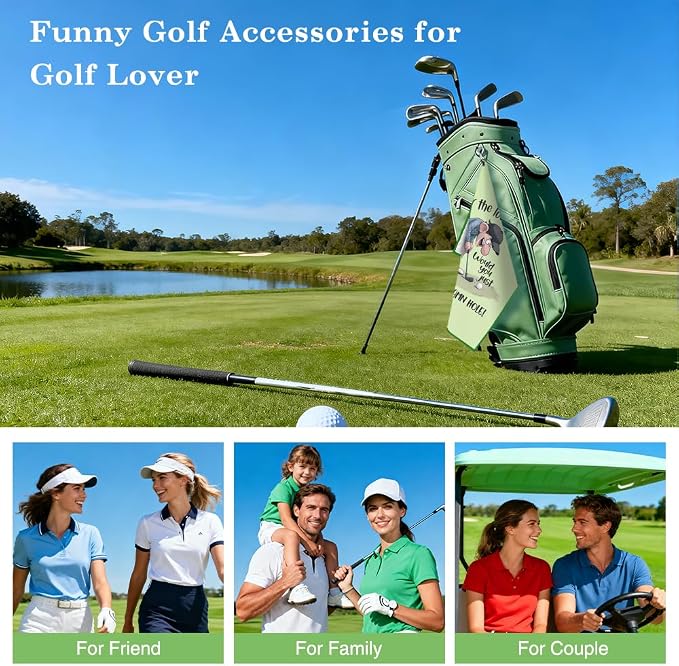 for The Love of God Green Golf Towel, Funny Golf Bag Towel with Clip for Men, Golfing Accessories for Men, Retirement Birthday Gifts for Golfer, Golfing Thank You Gifts for Dad Grandpa Uncle
