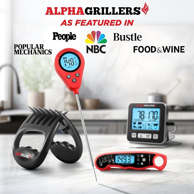 Alpha Grillers Instant Read Meat Thermometer Digital Probe for Food & Bread | Great for Cooking & Baking Sourdough Bread, Fast Probe Kitchen Thermometer