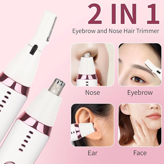 Nose and Ear Hair Trimmer for Women Men,2 in 1 LED Display Eyebrow Hair Trimmer with USB Rechargeable,2026 Portble Waterproof Facial Hair Removal with Dual-Edge Blades for Travel