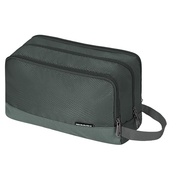WANDF Travel Toiletry Bag for Men, Small Dopp Kit for Toiletries | Water-Resistant Fabric, Travel Bag for Toiletries, Compact Storage, Shaving Accessories, Weekend Trips