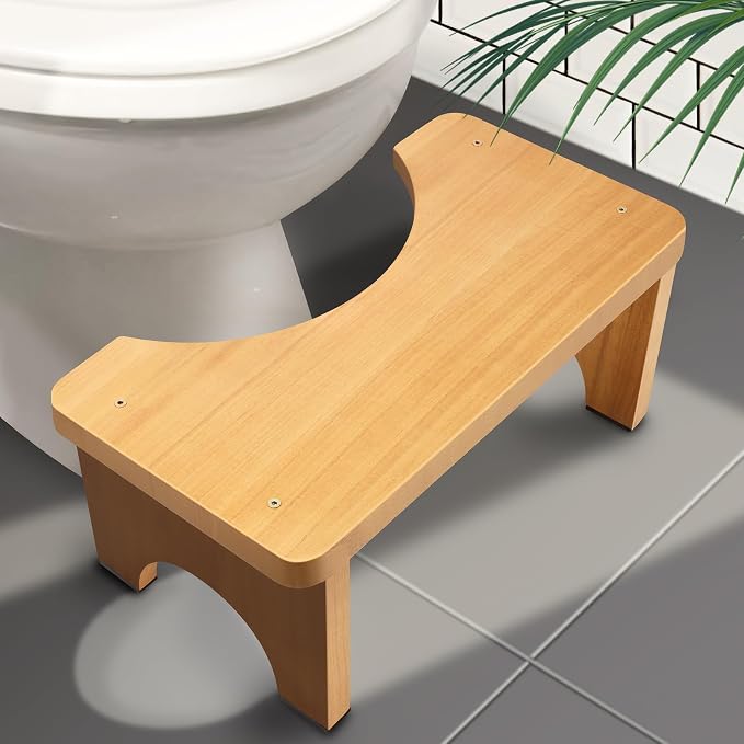 Toilet Stool Squat Adult, Wood Poop Stool for Bathroom Adults, 7 Inch Height