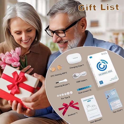 Hearing Aids for Seniors, 16-Channel Digital OTC Hearing Aids Tinnitus Relief, Smart Noise Reduction Chip, Rechargerable Long Battery Life,Providing Clear Sound Quality and Comfortable Wearing, Mini, Auto-On/Off