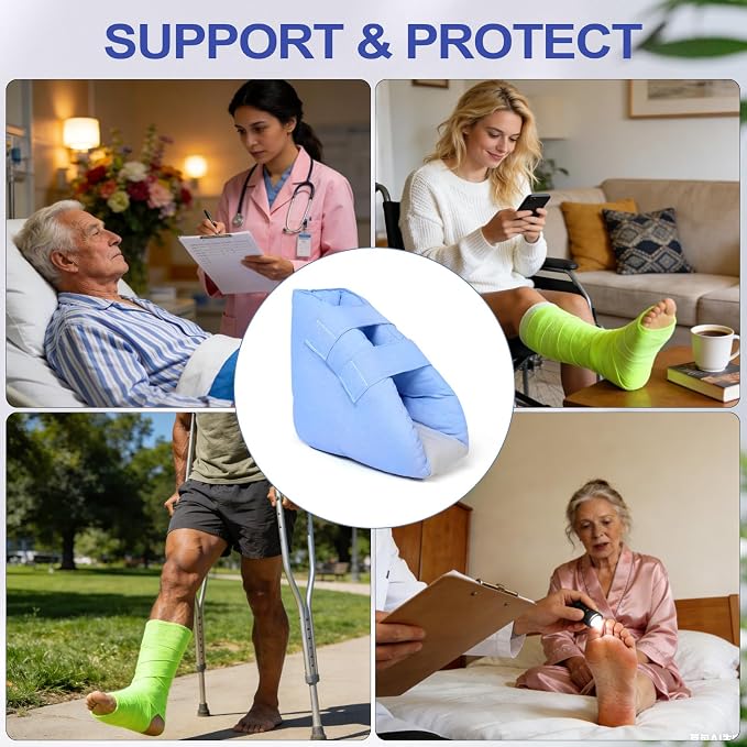 JGTYGE Heel Protector for Pressure Sores, Adjustable Heel Cushion Boot with Open Heel Design for Elderly Bedridden Patients, Ankle Support Pillow for Post Surgery Recovery & Wheelchair Use