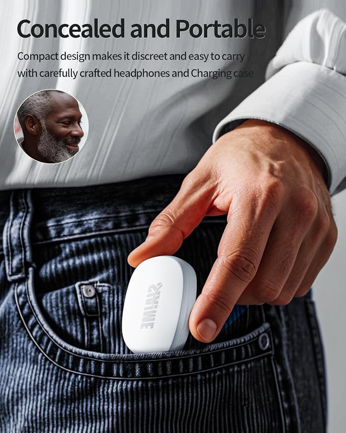 Hearing Aids for Seniors Rechargeable Invisible in The Ear Design with 24H Battery DSP Noise Reduction OTC Hearing Aids for Mild to Moderate Hearing Loss Control Not Amplifiers (WB)
