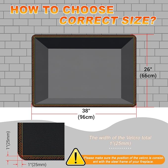 Fireplace Cover, Draft Stopper for Brick Fireplace, Fireplace Flue Blocker, Indoor Fireplace Blanket for Heat Loss, Winter and Summer, Black, 38x26 Inches