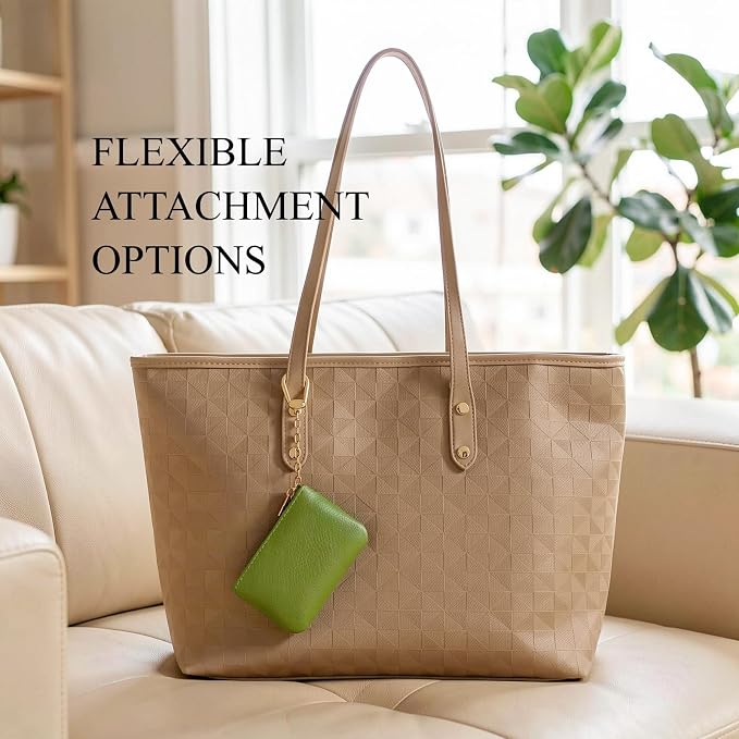 Full Grain Leather Coin Purse with Key Chain - Small Change Purse Keychain Card Holder Keychain Pouch Small Keychain Wallet for Women and Men (Grass Green)