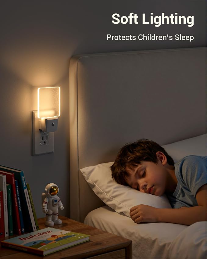 DEWENWILS Night Lights Plug into Wall, LED Night Lights Light Sensor 4 Pack | Dusk to Dawn, 3000K Warm White, Frosted Acrylic Shade, for Bathroom, Kids Room, Nursery Room, Hallway, Kitchen