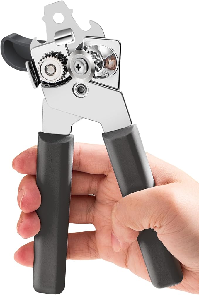 Can Opener Manual, COKORA Can Openers Hand Held with Comfort Anti-Slip Handles, Heavy Duty Stainless Steel Can Opener Smooth Edge and Bottle Openers, Easy Turn Can Openers for Seniors, Kitchen, Gray