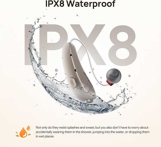 Yeasound OTC Hearing Aids for Seniors, RIC700 Plus Bluetooth Call Enabled for iOS, Wireless Rechargeable Hearing Aid, Noise Reduction & App Control, Prescription-Grade Sound, Nearly Invisible (Gold)