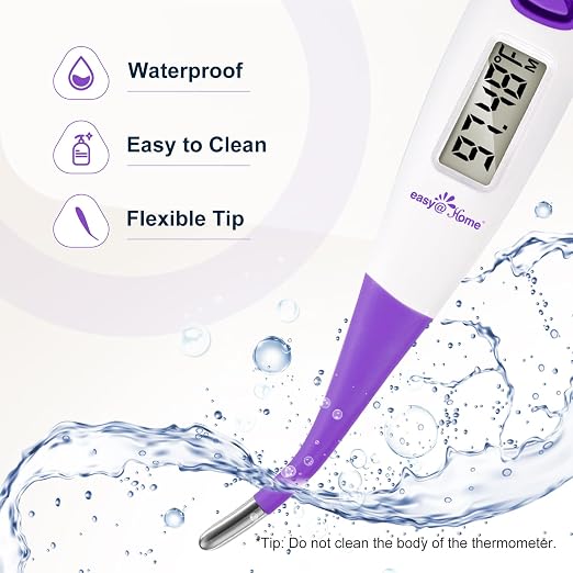 Easy@Home Basal Body Thermometer: BBT for Fertility Prediction with Memory Recall- Accurate Digital Basal Thermometer for Temperature Monitoring with Premom App - EBT-018 | Precise 1/100th Degree Tracking. Flexible Waterproof Tip & Memory Recall. Auto ...