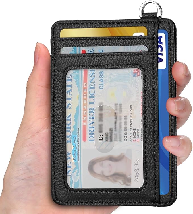 Slim Minimalist Front Pocket Wallet, RFID Blocking Credit Card Holder Wallet with Detachable D-Shackle for Men Women