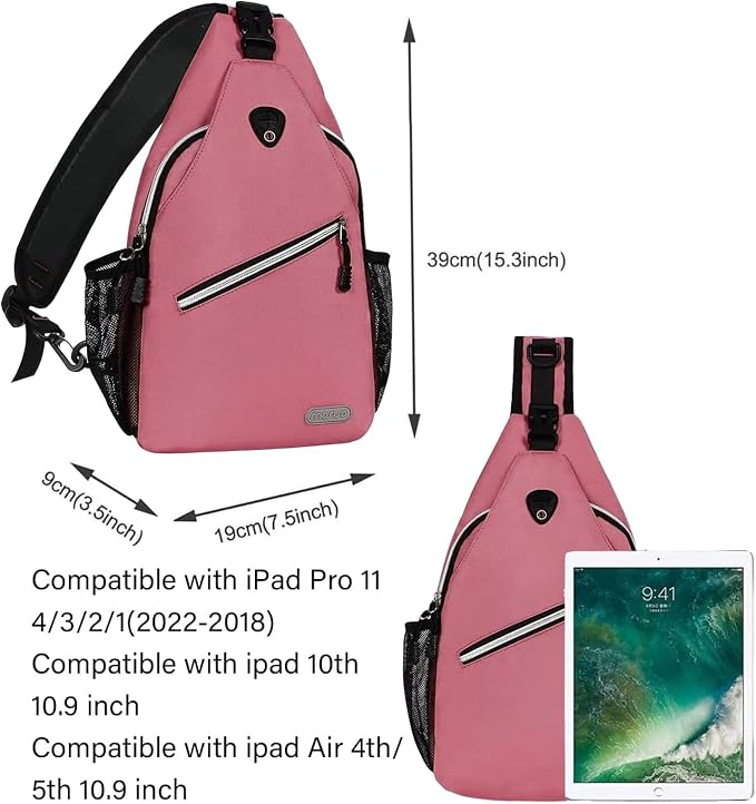 MOSISO Small Sling Bag for Men, Crossbody Shoulder Chest Daypack Bag | Sling Backpack for Casual Travel Hiking
