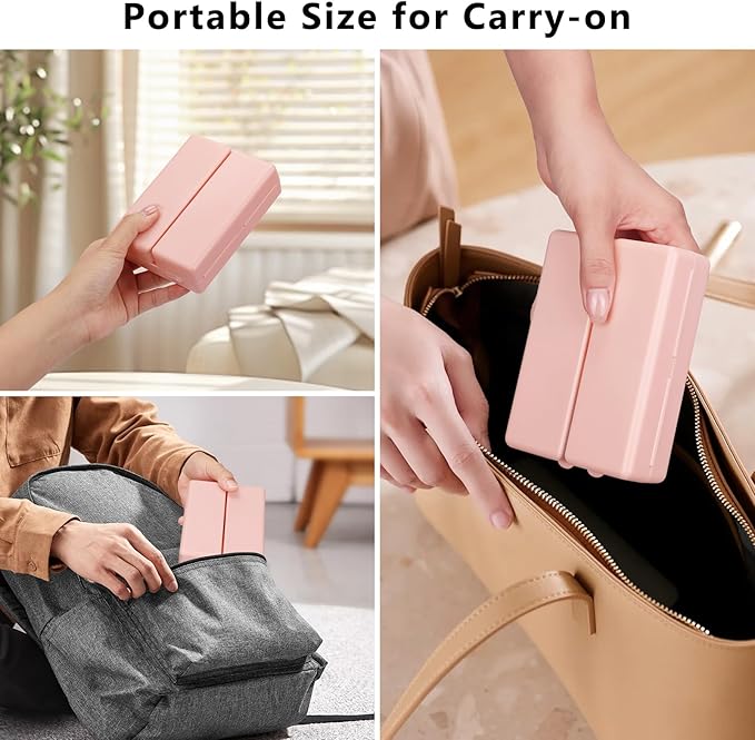 FYY Daily Pill Organizer,2 Pcs 7 Compartments Portable Pill Case Travel Pill Organizer,[Folding Design] Pill Box for Purse Pocket to Hold Vitamins,Cod Liver Oil,Supplements and Medication-Pink+Navy