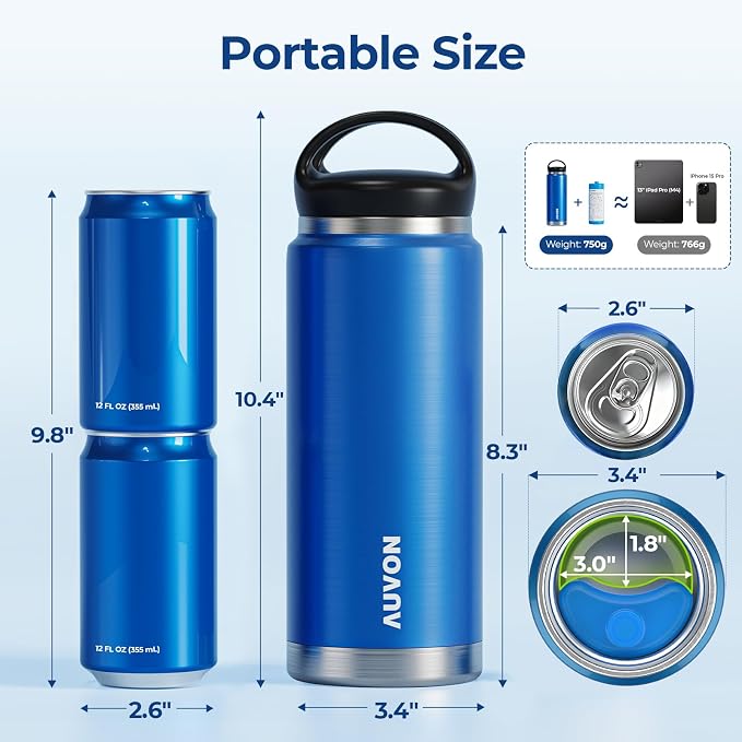 AUVON Insulin Cooler Travel Case, 220g TSA Approved Ice Pack, Handle Design | Cold Vacuum Insulin Bottle with Medical ID Tag, Med Anti-freezing Pouch, Diabetic Medical Cooler, Compact for Daily and Trips
