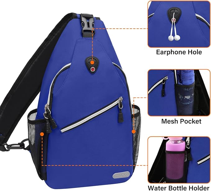 MOSISO Small Sling Bag for Men, Crossbody Shoulder Chest Daypack Bag | Sling Backpack for Casual Travel Hiking