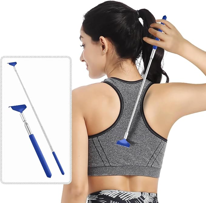 Kuvvfe 2 Pack Extendable Back Scratcher, Stainless Steel Telescoping,Blue | Portable Extendable Back Scratcher, Stainless Steel Telescoping Back Scratcher with Beautiful Present Packaging