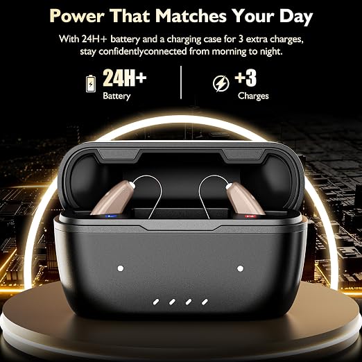 Rechargeable OTC Bluetooth Hearing Aids for Seniors, App Control | Mild to moderate hearing loss, invisible, power with up to 24 hours per charge
