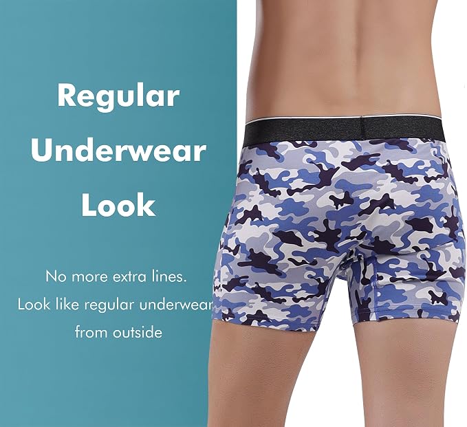 AIRCUTE Washable Urinary Incontinence Soft Underwear for Men Dry Performance Boxer Briefs for Bladder Leaks, 1 Pack (Medium, Gray-Camouflage)