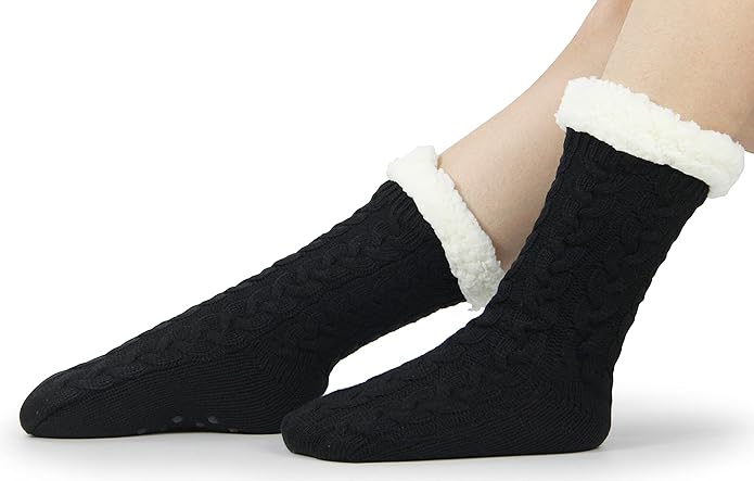 BenSorts Women Winter Thick Slipper Socks with Grippers Non Slip Warm Fuzzy Socks Christmas Gifts
