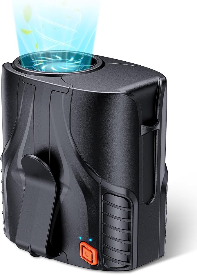 Portable Personal Waist Fan& Neck Fan, 14000RPM Brushless Motor, 40H Runtime Rechargeable, 6-Speed Quiet Operation, Clip-On Personal Body Cooling for Camping/Worksites/Outdoor