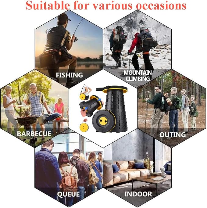 Fishboy Upgraded Collapsible Stool, 400lbs Max Weight, Lightweight But Sturdy, Portable Retractable Folding Telescoping Foldable Camping Stool for Adults Outdoor Fishing Hiking BBQ