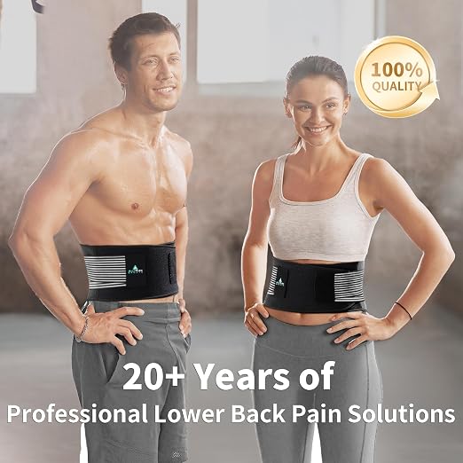 AllyFlex Sports® Back Brace Lower Back Pain Relief - Back Brace for Women and Men Under Clothes Lower Lumbar Support to Improve Posture - XL/XXL