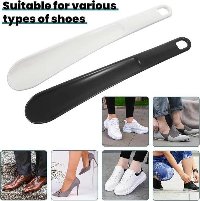 Ymapinc 2-Pack Long Handle Plastic Shoe Horn, Shoehorns for Traveling, Shoe Stick Helpers to Put on Your Ski Boot