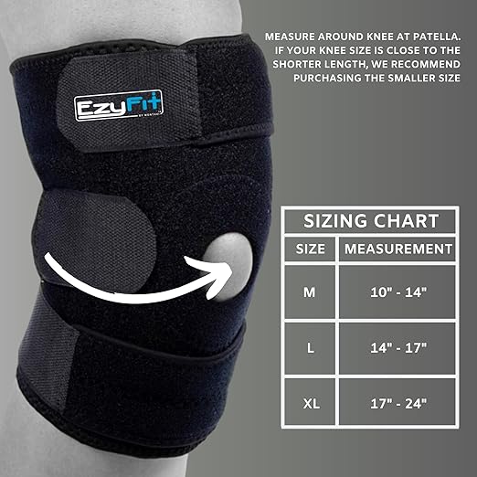 EzyFit Knee Brace XL - Adjustable Support for Arthritis, ACL Meniscus Tear & Knee Pain Relief or Injury Recovery - Plus Dual Side Stabilizers for Men & Women - Extra Large Size - 16" - 24"