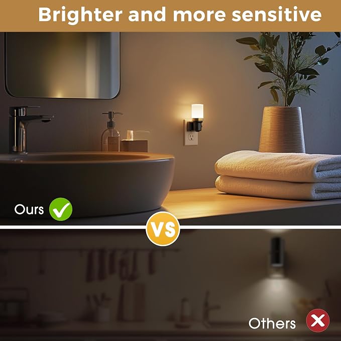 L LOHAS LED Night Light, 2 Pack Night Lights Plug into Wall | Dimmable Nightlight with Auto Light Sensor, 3000K Warm White 0-100LM, Plug in Night Light for Hallway Bedroom Bathroom