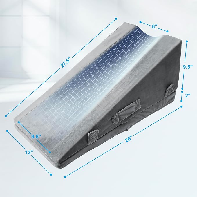 Leg Elevation Pillows for After Surgery – Keeps the Knee Straight, Ergonomic Wedge Pillow with Full-Leg Contour for Post-Op, Injury & Pain Relief, Reduces Swelling, Memory Foam & Washable Cover
