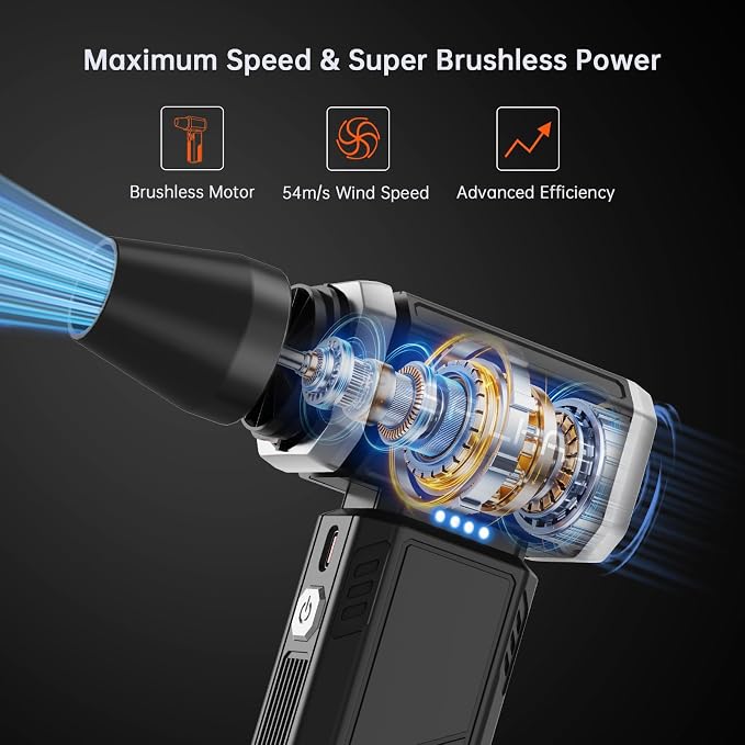 Powerful Air Duster, Rechargeable Blower, Turbo Fan, Barber Gifts | 300000RPM, Handheld Fast Clean, for Computer Accessories, PC Gamers, Carpenter, Laptop, Desk & Snow Removal, Gadgets for Men