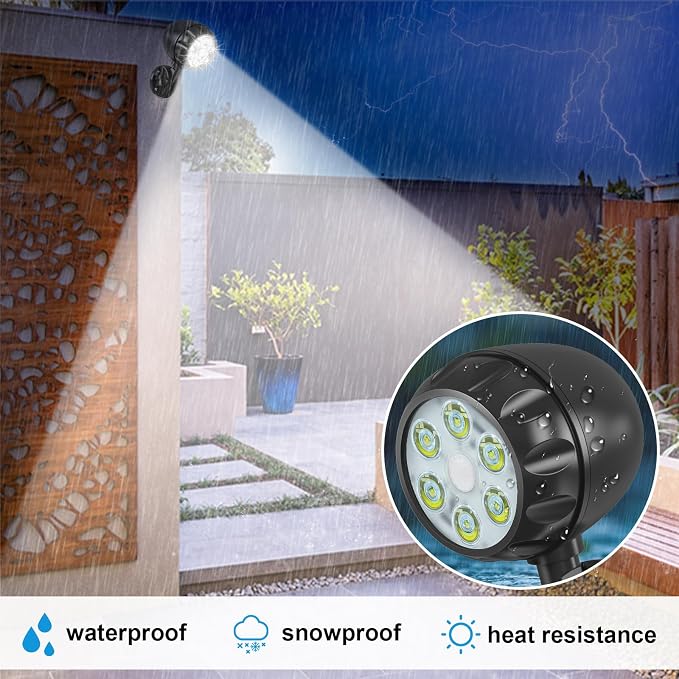 Battery Powered Motion Sensor Outdoor Lights,Waterproof 2Packs | IP65 Waterproof Spotlight,6 LED Motion Detecting Light,360° Adjustable Floodlight for House Walls Garage and Yard Porch