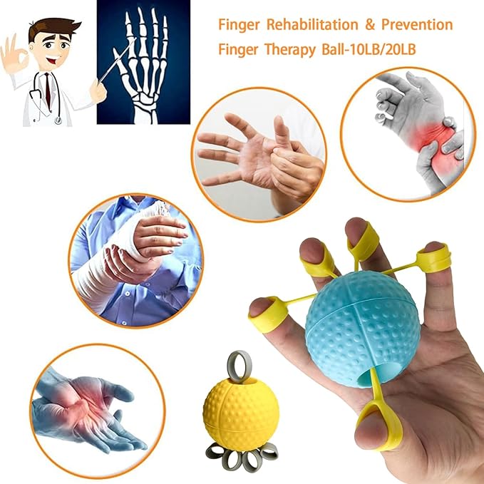 Hand Exercise Ball Squeeze Balls for Hand Therapy Finger Extension Exerciser Finger and Wrist Strengthener, Hand Grip Strengthener for Elderly, Weak Hand, Arthritis, Stroke, Carpal Tunnel