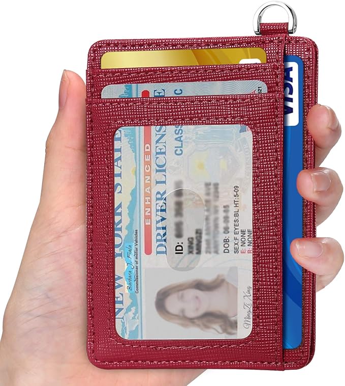 Slim Minimalist Front Pocket Wallet, RFID Blocking Credit Card Holder Wallet with Detachable D-Shackle for Men Women