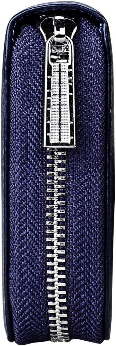 Women 36 Slots RFID Blocking Card Holder Large Long Leather Zipper Organizer Accordion Wallet,Navy Blue